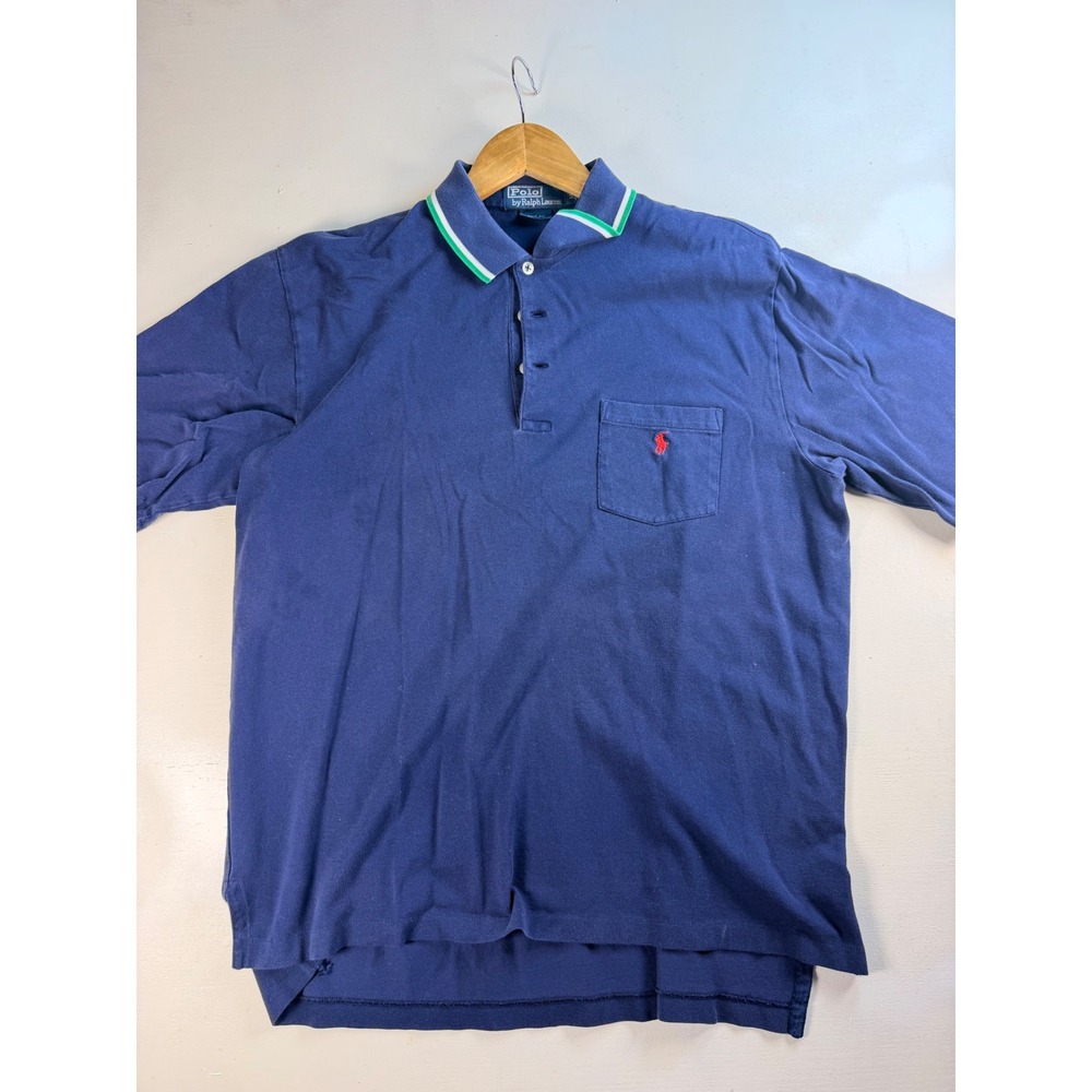 Polo Ralph Lauren Polo Shirt Mens Medium Blue Excellent Pima Cotton Golf Fit